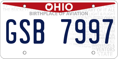 OH license plate GSB7997
