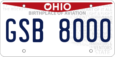 OH license plate GSB8000