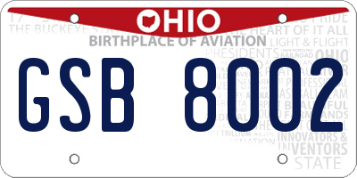 OH license plate GSB8002