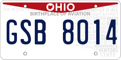 OH license plate GSB8014