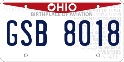 OH license plate GSB8018