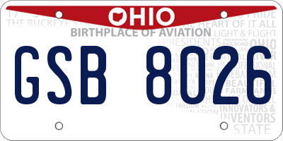 OH license plate GSB8026
