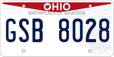 OH license plate GSB8028