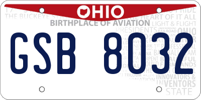 OH license plate GSB8032