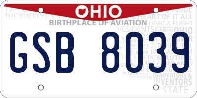 OH license plate GSB8039