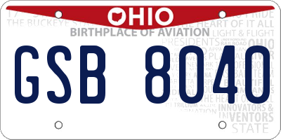 OH license plate GSB8040