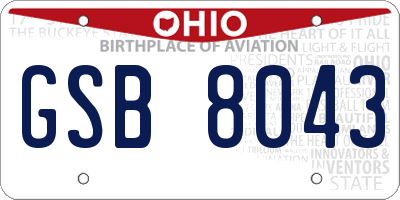 OH license plate GSB8043