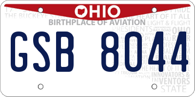 OH license plate GSB8044