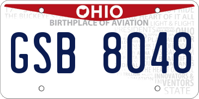 OH license plate GSB8048