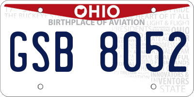 OH license plate GSB8052