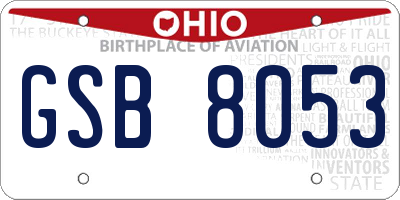 OH license plate GSB8053