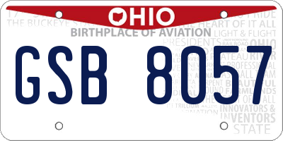 OH license plate GSB8057