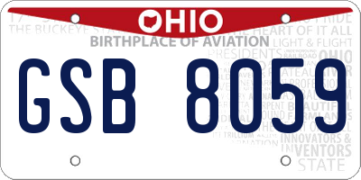 OH license plate GSB8059
