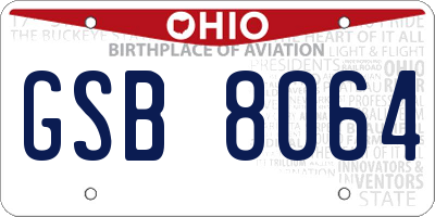 OH license plate GSB8064