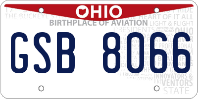 OH license plate GSB8066