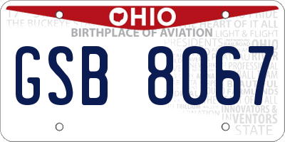 OH license plate GSB8067