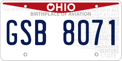 OH license plate GSB8071