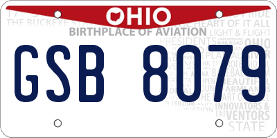 OH license plate GSB8079