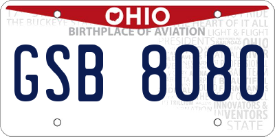 OH license plate GSB8080