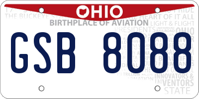 OH license plate GSB8088