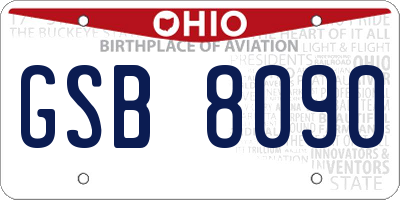 OH license plate GSB8090