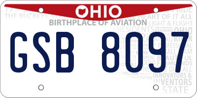 OH license plate GSB8097