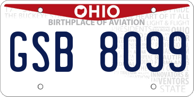 OH license plate GSB8099