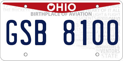 OH license plate GSB8100