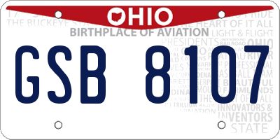 OH license plate GSB8107
