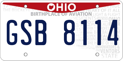 OH license plate GSB8114