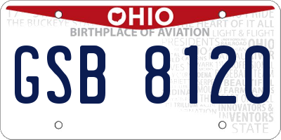 OH license plate GSB8120