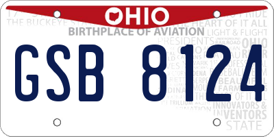 OH license plate GSB8124