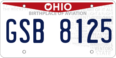 OH license plate GSB8125