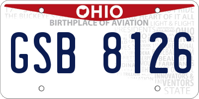 OH license plate GSB8126