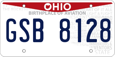 OH license plate GSB8128
