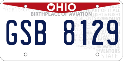 OH license plate GSB8129