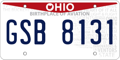 OH license plate GSB8131