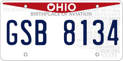 OH license plate GSB8134