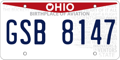 OH license plate GSB8147