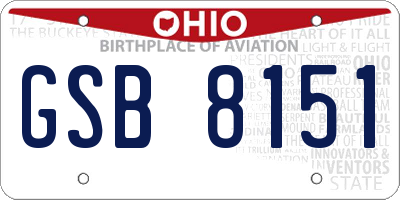 OH license plate GSB8151