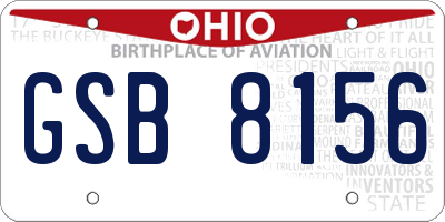 OH license plate GSB8156