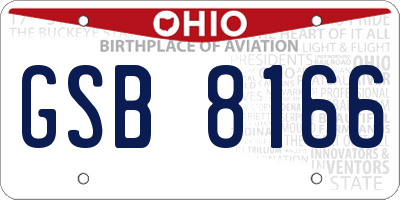 OH license plate GSB8166