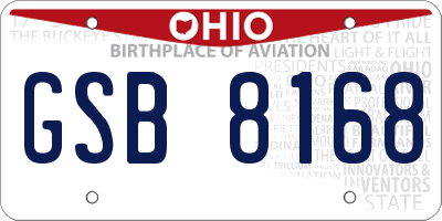 OH license plate GSB8168