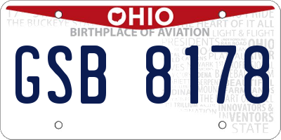 OH license plate GSB8178