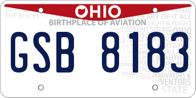 OH license plate GSB8183