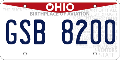 OH license plate GSB8200