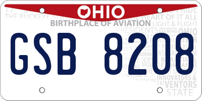 OH license plate GSB8208