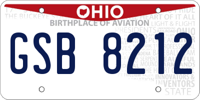 OH license plate GSB8212