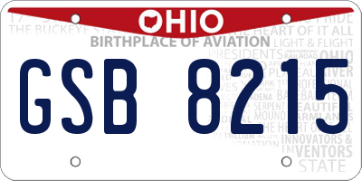 OH license plate GSB8215