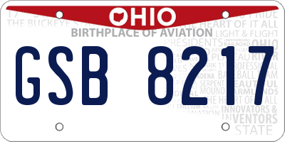 OH license plate GSB8217